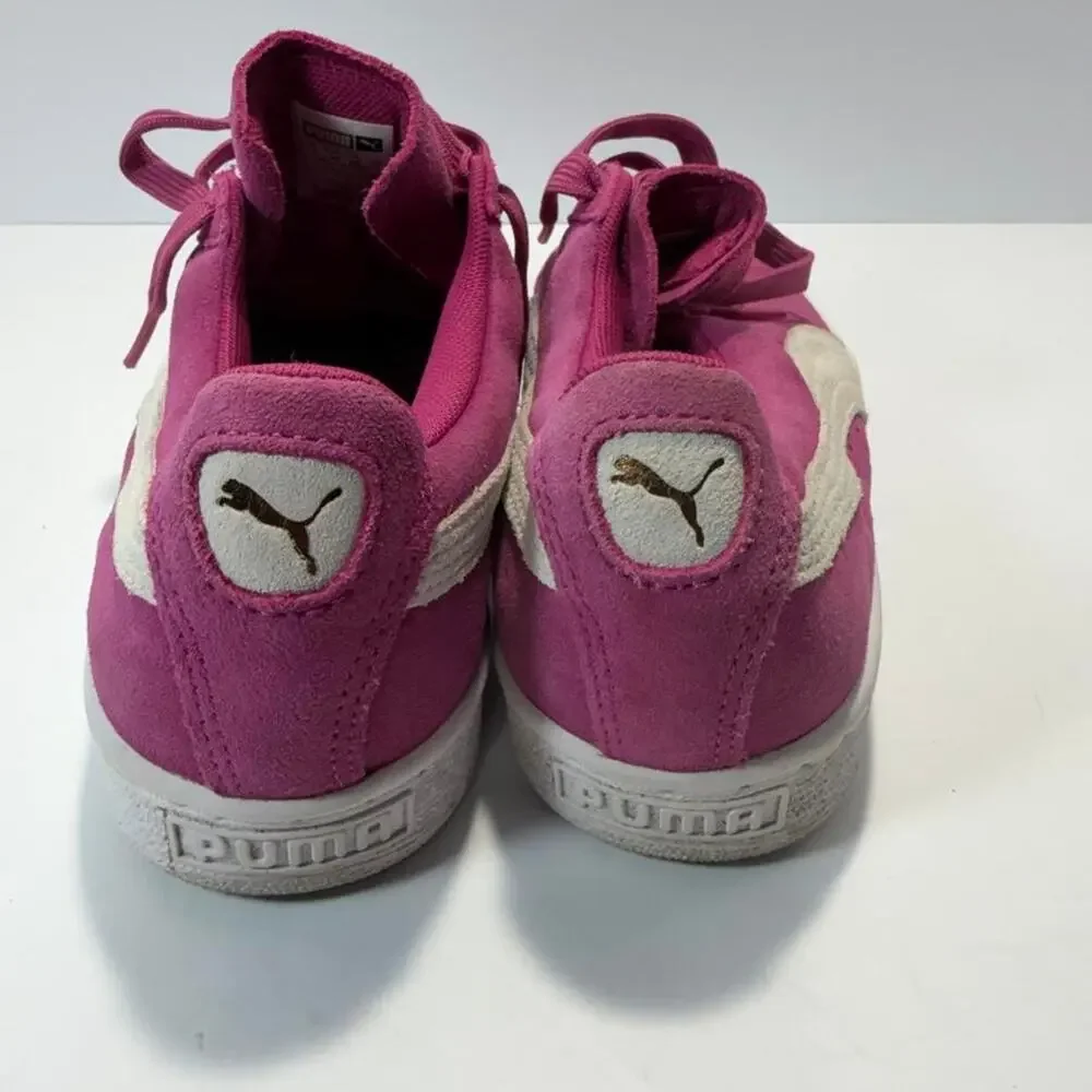 Puma Suede Classic Womens 8.5 355462-79 Fuchsia Magenta White Low Top Sneakers